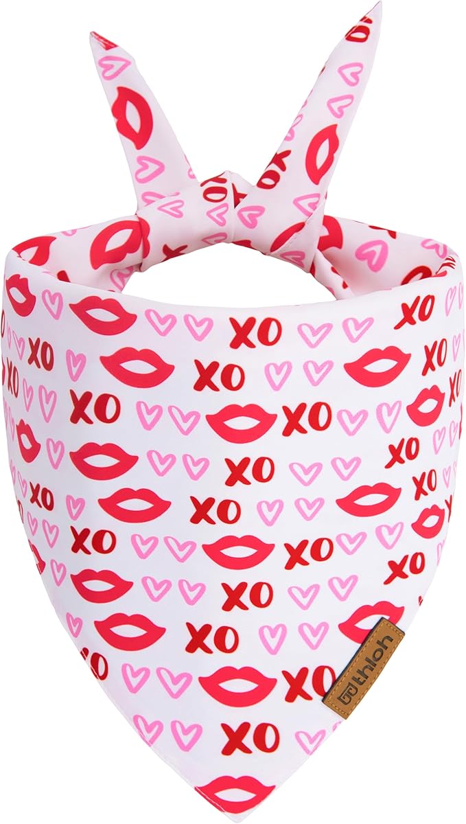 Valentines Dog Bandana - 2 Pack Triangle Dog Bandanas | Reversible Love and Heart Pet Scarf | Premium Durable Fabric | Boys & Girls | Holiday Bandana for Large and Extra Large Dogs (X-Large)