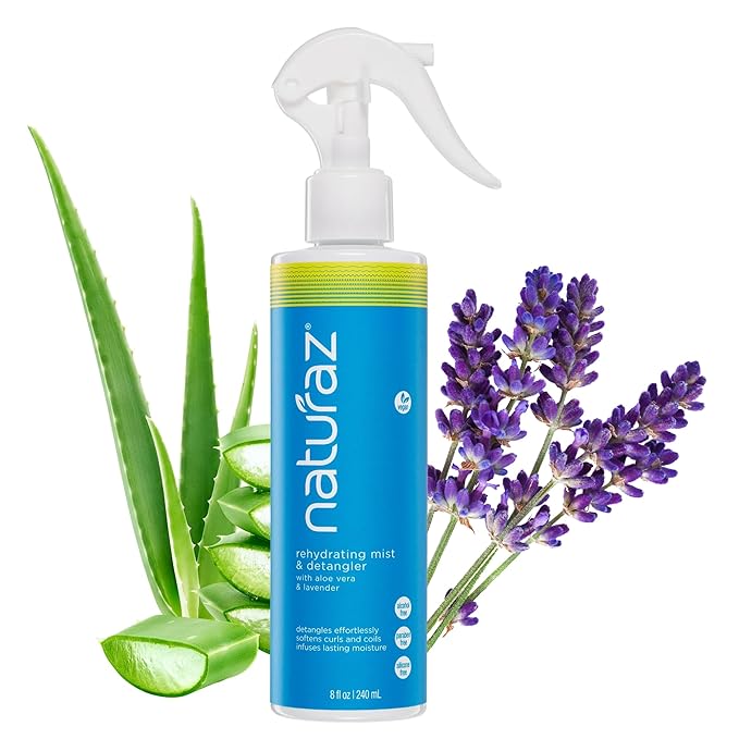 Rehydrating Mist & Hair Detangler Spray – Natural Leave In Conditioner Spray with Aloe Vera & Lavender for Dry, Curly, Coily, Matted or Damaged Hair for Women, Men & Kids – Vegan – 8 fl oz