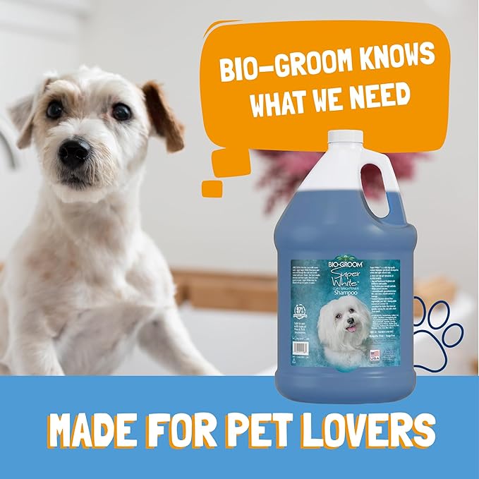 Bio-Groom Super Whitening Dog Shampoo – Whitening Pet Shampoo, Dog Bathing Supplies, Puppy Wash, Dog Grooming Supplies, Cruelty-Free, Made in USA, Coat Brightener Shampoo – 5 Gallons