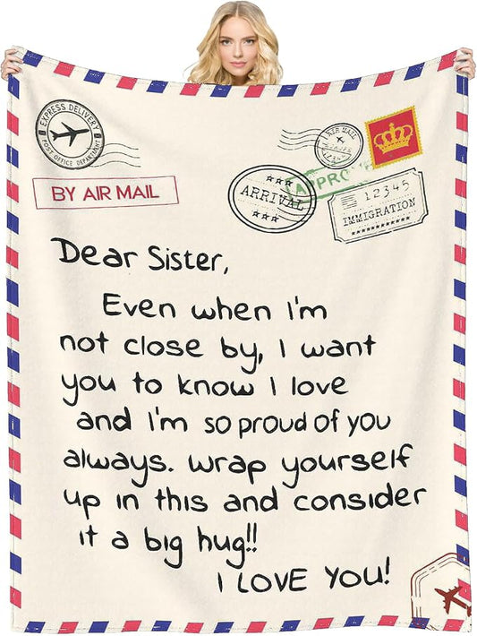 Sister's Super Soft Flannel Throw Blanket for Sisters - Graduation, Birthday, Mother's Day, Christmas, Valentines Day - Bed, Couch (60x80)