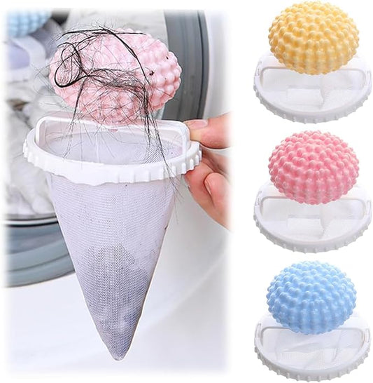 3Pcs-Pet Hair Remover for Laundry,Floating Hair Filtering Mesh Remova, 2025 New Washing Machine Hair Catcher,Dog Hair Remover for Laundry (Yellow+Pink+Blue) (3)