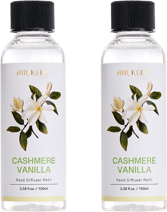 Airkeep Reed Diffuser Oil Refill/Cashmere Vanilla/3.38 oz(100ml)/2 Pack/Scented Oil Refill for Reed Diffuser Home Fragrance for Bedroom, Bathroom Office Home Decor