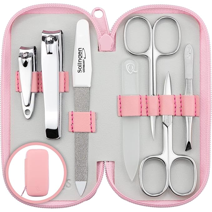MarQus Manicure Set Men and Women - Nail Care Kit for Men and Women - Solingen Manicure Set made in Germany (except for Czech Glass Nail File and Clippers) - Manicure Kit Solingen