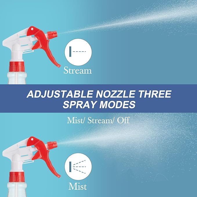 10 Pack Spray Bottles 16 oz Empty Water Spray Bottles for Cleaning Heavy Duty Refillable Squirt ‌container with Measurements Adjustable Nozzle for Household(White and Red,Clear Style)