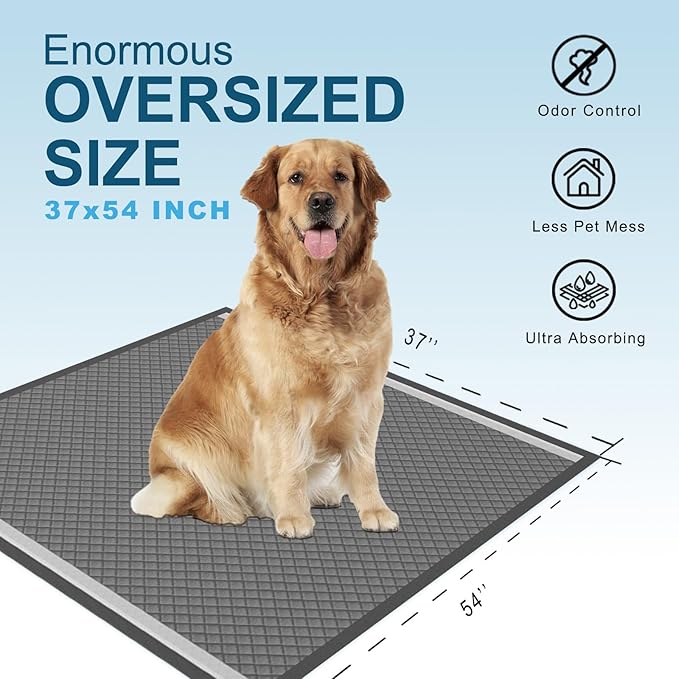 37"x54" Activated Charcoal Dog Pee Pads - 150 Count,Extra Large,Super Absorbent,Leakproof,Long-Lasting Odor Control-Essential pet Training Pads for Large Dogs