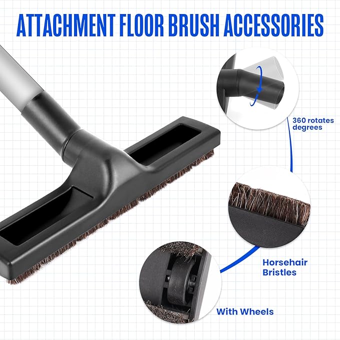12" Universal Vacuum Cleaner Floor Brush Attachments 1 1/4 inch(32mm) for Shark Vacuum Brush Attachments,360° Swivel Hardwood Brush & Adapter with Horse Hair Attachments for Shark Vacuums Accessories