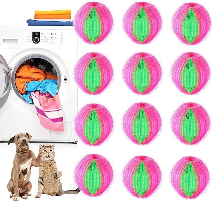 12 PCS Pet Hair Remover for Laundry, Fur Ball Laundry Pet Hair Remover, Say Goodbye to Dog & Cat Hair on Clothes! Reusable Fur Catcher for Washer, Won’t Damage Fabrics