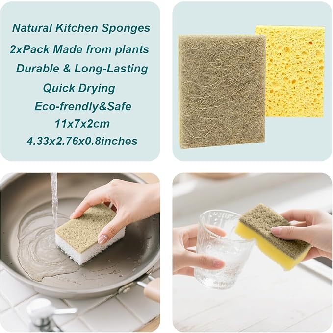 200PCS Plastic Gloves Disposable, Cellulose Kitchen Cleaning Sponge, Swedish dishcloths,Steel Wool Scrubbers,Set of Cleaning Supplies Housewarming Gift(6)