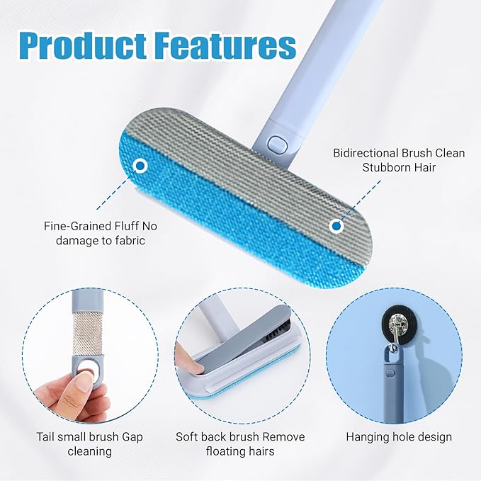 2 Pieces of Pet Hair Removal Brush, Cat Hair Remover Furniture, para Gatos Quita Pelo Reusable, Washable for Gentle Cleaning of Sofas, Carpets, Clothes, Bedding
