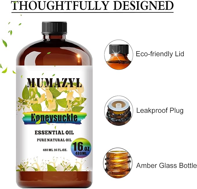 Honeysuckle Essential Oil, Honeysuckle Oil 16 Fl Oz 480ML for Diffuser Humidifier Yoga Cleaning DIY Candle Soap Making Essential Oils