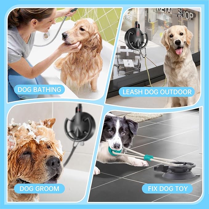 HLOGREE 2PCS Heavy Duty Dog Bathing Suction Cup for Large Dog within 110LBS, Pet Dog Cat Bath Holder Suction Cup Anchor for Grooming Bathtub Restraint, for Shower, Bathing, Blowing, Trimming- NO LEASH
