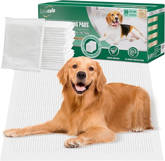 IMMCUTE Dog Pee Pads Extra Large 23"X36", 30Count, XL Puppy Pads Super Absorbent & Leak-Proof, Disposable Potty Training Pads, 6-Layer with Quick-Dry for Puppies | Doggie| Cats | Rabbits