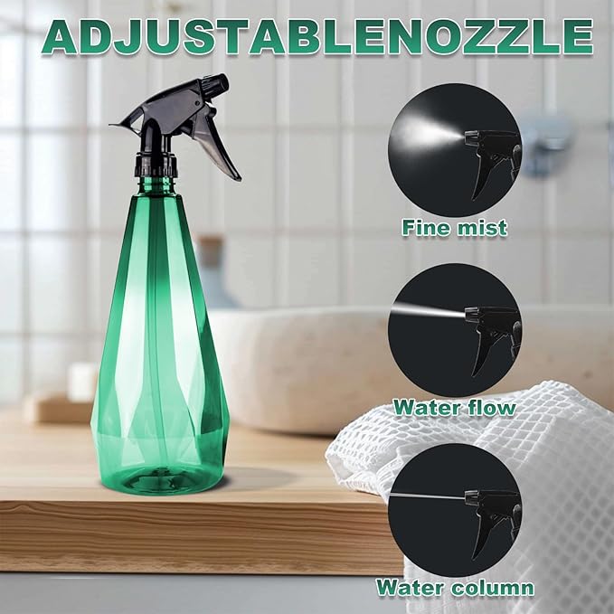 Amber Spray Bottle Cleaning Spray Bottles,Healthy Plastic, 32oz Spray Bottle For Hair&Hand&Clothe&Bathroom&Plant, Empty Mister Refillable Spray Bottles With ET,Essential Oil,Water,etc.(2 pack)