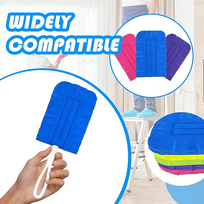 20 Pcs Fleece Duster Refill - 360° Reusable Duster Refills Washable Hand Cleaning Pads for Ceiling Fans, Floors & Windows (5 Colors)
