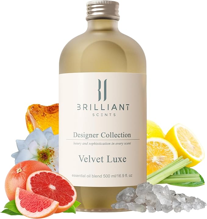 Brilliant Scents Diffuser Oil Refill, Inspired by Dubai/Mercedès Benz Designer Collection Aroma Scents, Essential Oils Set for Home, Fragrance Oil for Candle Making, Hotel, 500ML, Velvet Luxe