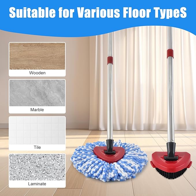 4Pack Mop Replacement Head for O Cedar RinseClean 2 Tank System, Mop Replacement Base and Upgrade Scrub Brush for O-Cedar,Spin Microfiber Mop Refills for Cleaning All Floors