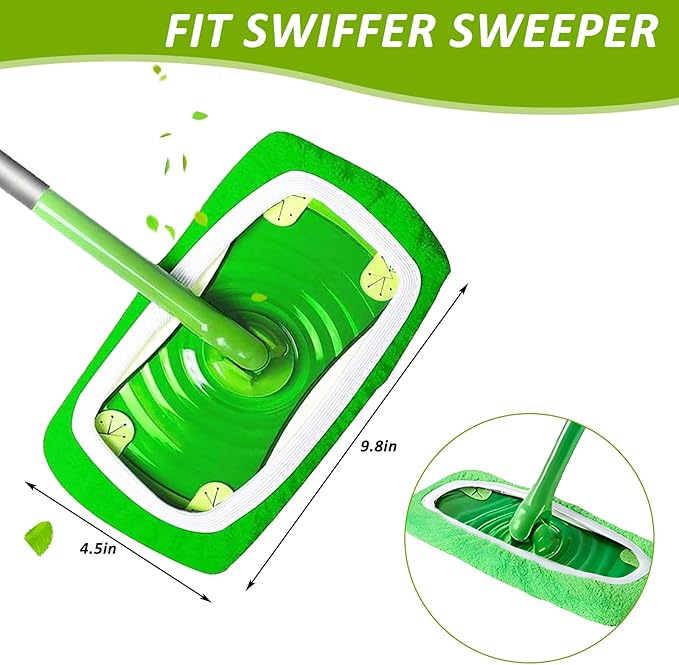 24 Pack Reusable Microfiber Mop Pads, Reusable Mop Pads Fit Swiffer, Washable Mop Pads Compatible with Swiffer, Replacement Wet Mopping Refills for Cleaning Hardwood Surface Floor