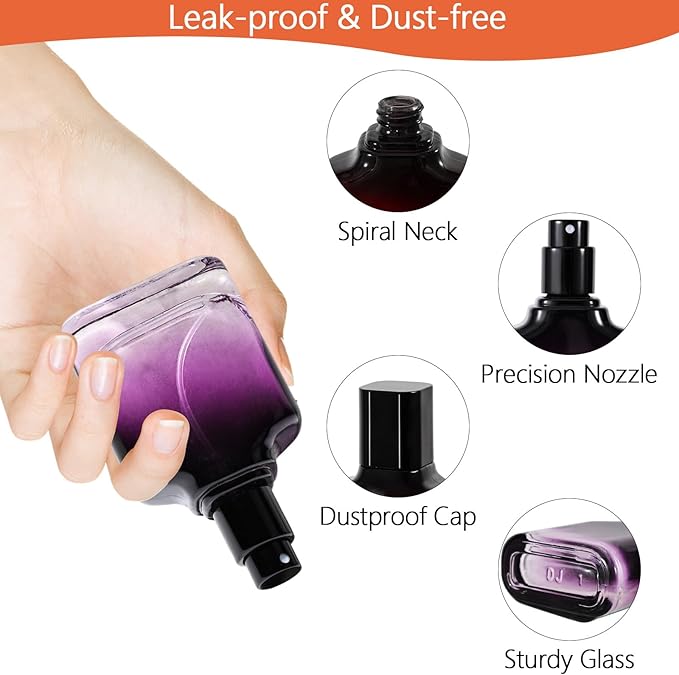 Perfume Bottles Empty Glass Atomizer Sprayer, 3 Pack 30ml Refillable Travel Spray Bottle for Fragranc or Essential Oil, Portable Cologne Atomizers with Dispensing Kit for Handbag, Date