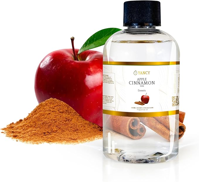 YANCY Apple Cinnamon Luxury Collection Fragrance Oil (4 oz), Warm Spiced Apple Aroma, Ideal for Diffusers, Oil Burners & Aroma Lamps, Cozy Scent for Fall Comfort