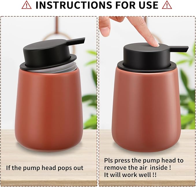 Soap Foaming Dispenser Ceramic with Easy-to-Press Pump Hand Foam Dispenser for Shampoo Bathroom Kitchen 12 oz