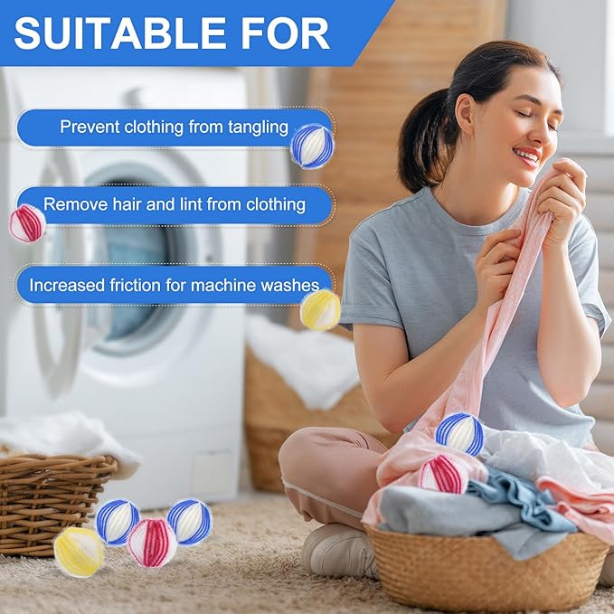 12 PCS Pet Hair Remover for Laundry, Reusable Dog & Cat Hair Catcher for Clothes & Bedding, Lint Catcher Laundry Balls in Washing Machine, Dryers