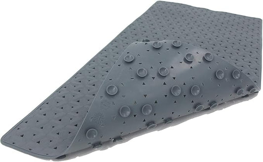 SafeLand- Non-Slip Bath, Shower, Tub Mat, TPR Material, Eco-Friendly, Non-PVC, Machine Washable, No Odor, with Powerful Suction Cups and Drain Holes, Tweed (15"x30" Gray)
