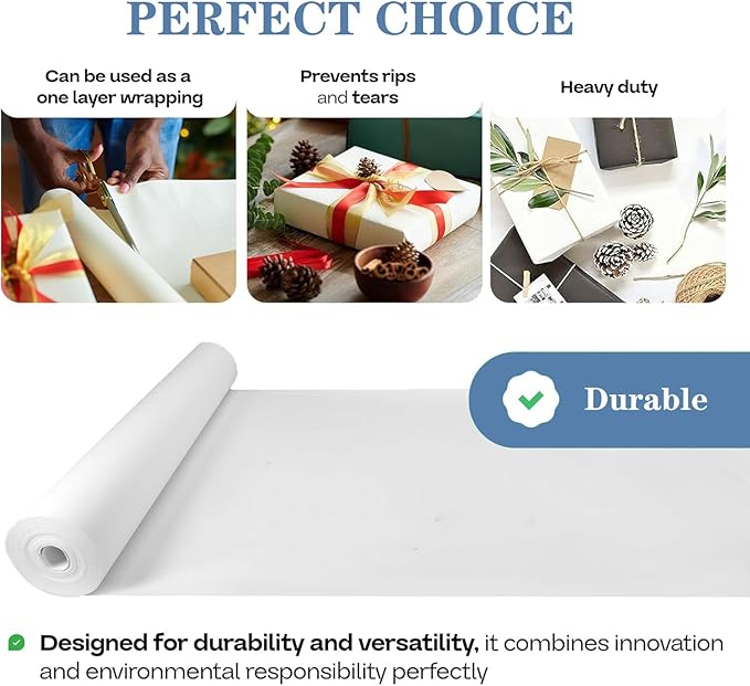 White Packing Paper Roll 12”W x 350'L Newsprint Paper Roll for Packing, Moving and Wrapping, Packaging Newsprint for Moving Supplies, Newsprint Paper for Sketching Crafting 1 Pack