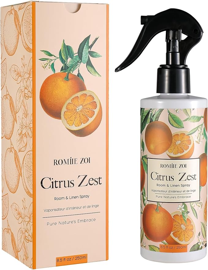 ROMIIE ZOI Room Spray Air Freshener Mist, with Natural Plant Extract Scented Room Spray for Home Fragrance Fabric linen Spray air Freshener - Citrus Zest - 8.5 FL OZ