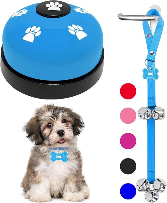 2 Pack Dog Bells, Puppy Potty Training Bell Dog Doorbell Potty Train Dog Bell for Potty Training Door Bells for Dogs to Ring to Go Outside Jingle Bells for Door Knob (Light Blue)