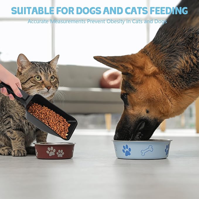2 Cup Dog Food Scoop, 10 Pack Pet Food Scoop with Measuring Lines for Dog, Cat, Bird, and Rabbit, Accurate Feed Scoop, Dishwasher Safe (Black)