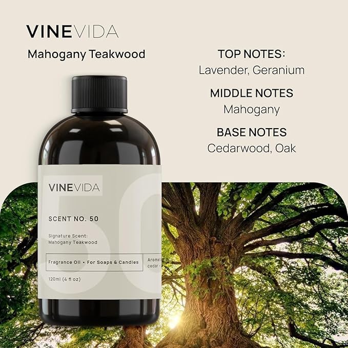 VINEVIDA Mahogany Teakwood Fragrance Oil for Cold Air Diffusers - 16 Fl Oz - Essential Oils for Diffuser Oil Refill & Air Freshener Room Spray