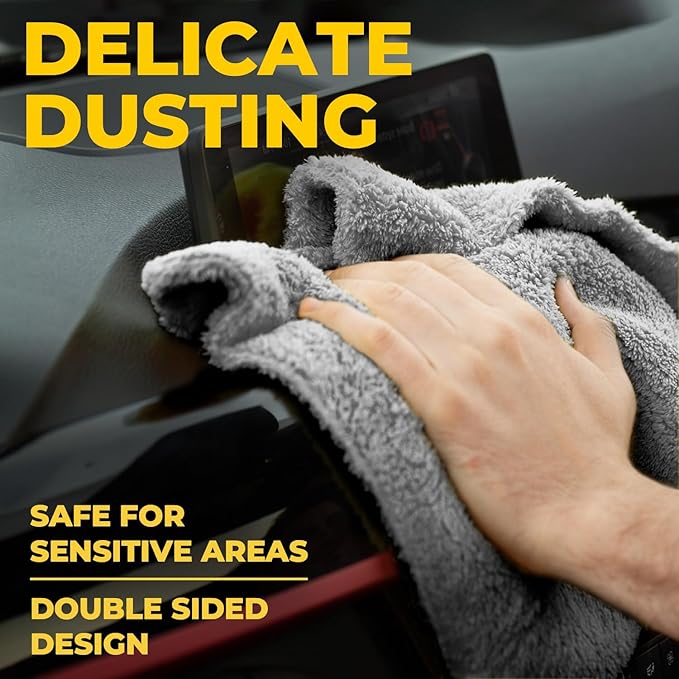 Edgeless Microfiber Towels for Cars – 6pk (12”x12”) - 540 GSM - Super Soft Detailing & Buffing – Scratch-Free & Absorbent Microfiber Cleaning Cloths for Car Polishing