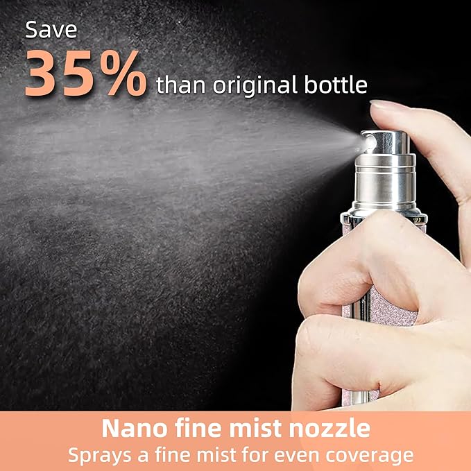 AE00PE Sparkling Travel Perfume Bottle, 5ml Mini Perfume Atomizer Sprayer, Glitter Diamond Pump Fill Perfume Bottle for Traveling, Vacation & Bussiness (Sparkling Purple)