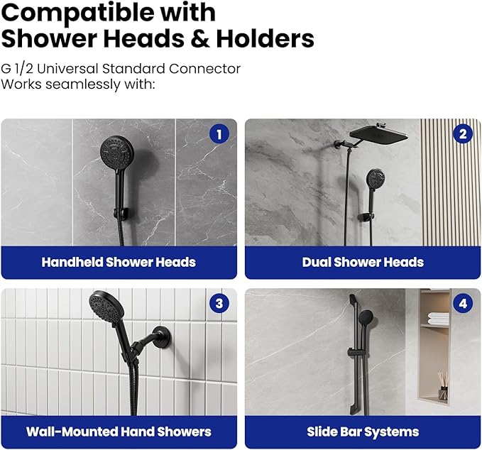 JOMOO Shower Hose, 99 Inch Extra Long Handheld Shower Hose Extension Flexible Stainless Steel Flexible Shower Head Sprayer Hose Attachment, Matte Black