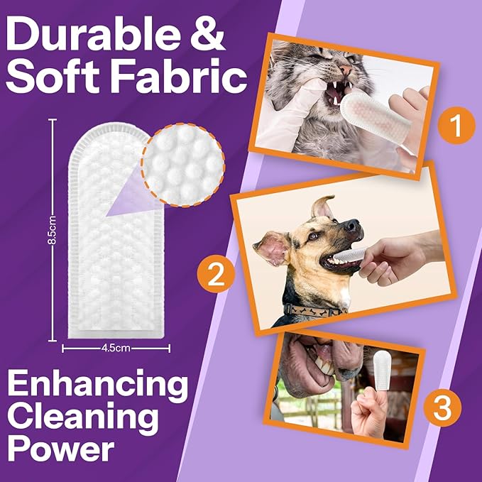 DEVO-T 100% Natural Dog Teeth Cleaning Wipes Mint Scented | 50 Count | Pet Teeth Cleaning Finger Wipes for Dogs, Cats & Horses | Remove Bad Breath, Plaque & Tartar Buildup | Dog Dental Wipes Finger