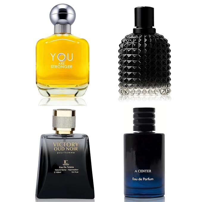 Men's Cologne Include 4 Variety Pack Perfume Gift Set- 3.4 Fl Oz Each Eau De Parfume Tobacco,Musk,Woody,Masculine Scent Long Lasting Fragrance(MilanoMR&Salva&YRStronger&VictorNo)
