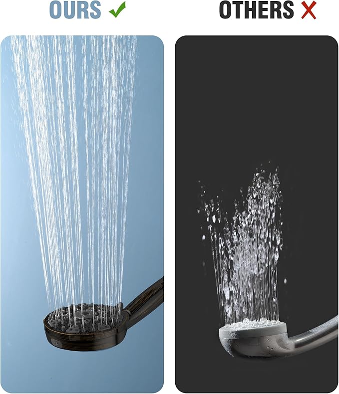 High Pressure Shower head with Handheld 7 Modes, Built-in Power Wash to Clear Tub. Tile &Pets, 5” High Flow Hand Held Rain Showerhead with Stainless Steel Hose and Adjustable Bracket-Oil Rubbed Bronze
