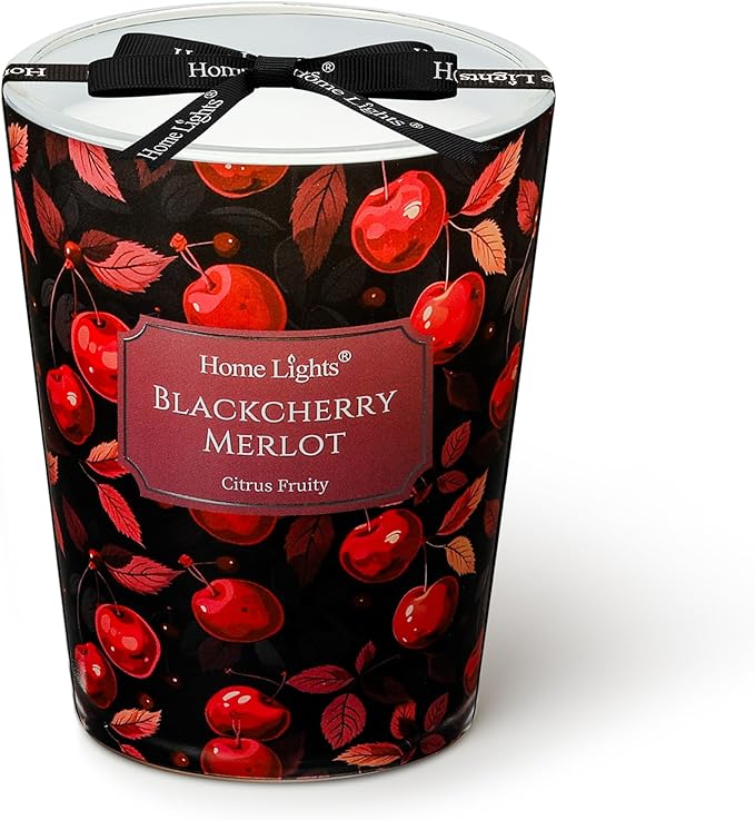 HomeLights Soy Wax Candles for Home Scented, 1-Wick Candles in Blackcherry Merlot Scented, Aromatherapy Candles Gift for Parties, Relaxing, Eclectic Mixed Styles, 6.7oz