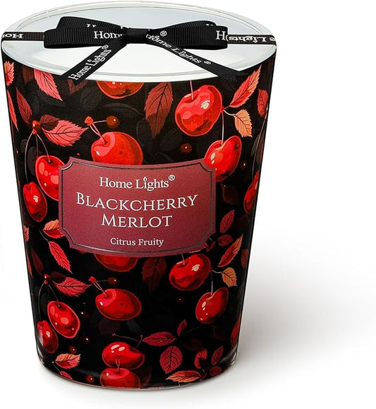 HomeLights Soy Wax Candles for Home Scented, 1-Wick Candles in Blackcherry Merlot Scented, Aromatherapy Candles Gift for Parties, Relaxing, Eclectic Mixed Styles, 6.7oz