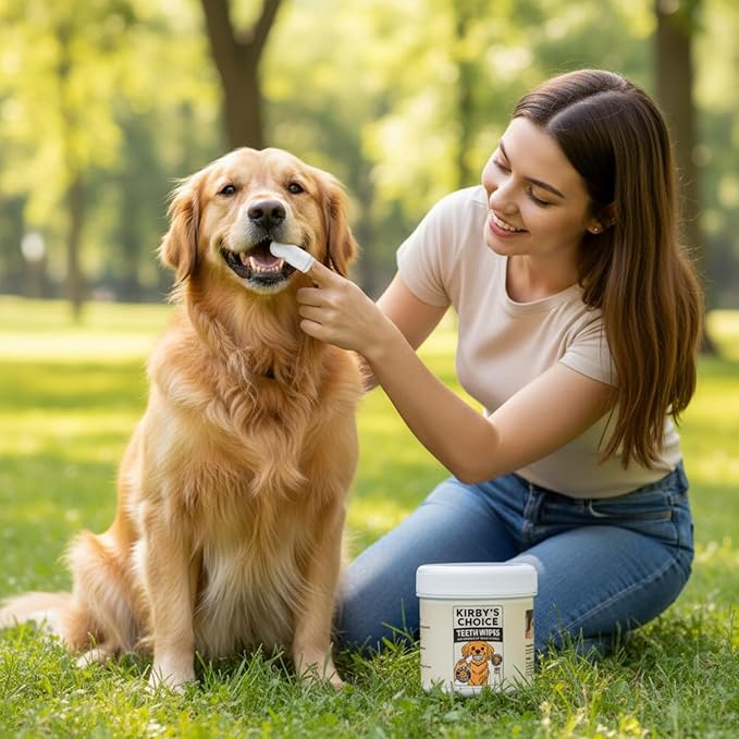 Kirby's Choice Dog Teeth Finger Wipes 50 Ct – Dental Wipes for Dogs & Cats – Removes Plaque, Tartar & Bad Breath – Safe Oral Care & Breath Treatment – Easy Pet Dental Cleaning Wipes