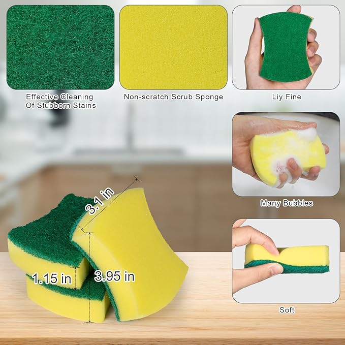 300 Pack Kitchen Cleaning Sponges, Eco Non-Scratch for Dish,Scrub Sponges.
