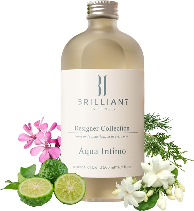 Brilliant Scents Diffuser Oil Refill, Designer Collection Aroma Scents, Essential Oils Set for Home, Fragrance Oil for Candle Making, Hotel, 50ML, Aqua Intimo