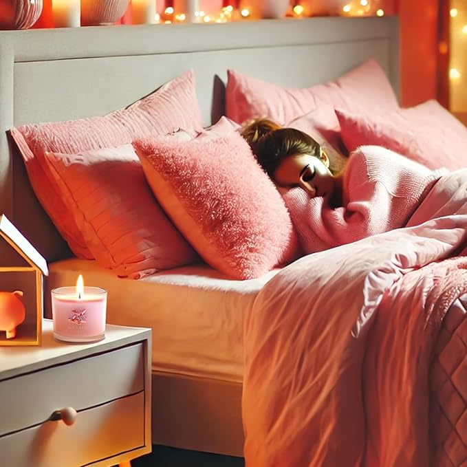 Scented Candles Gifts for Women, Candle Gift Set for Her, 3 Pink Ocean Candles, Birthday Gifts for Women/Men (Pink, 7 oz)