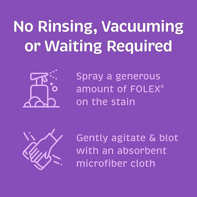 Folex 2 Instant Carpet Spot Removers (32 oz) & Reusable Microfiber Cleaning Cloths (15x15 in) - Household Stain Treater Kit