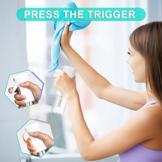 hair spray bottle, ultra-fine spray continuous spray bottle (200ml/6.8oz), used for hair design, vegetation, cleaning and skin care - empty, reusable (White)