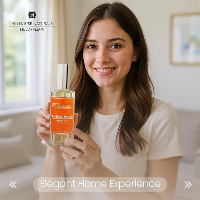 FIELD FLEUR Natural Room and Linen Spray, Non-Toxic Fragrance Mist With scents of Floral, Citrus, Aquatic Woods Notes – Long-Lasting Room Spray for Home, Bedding – Made in USA, 4oz – Grapefruit Pomelo