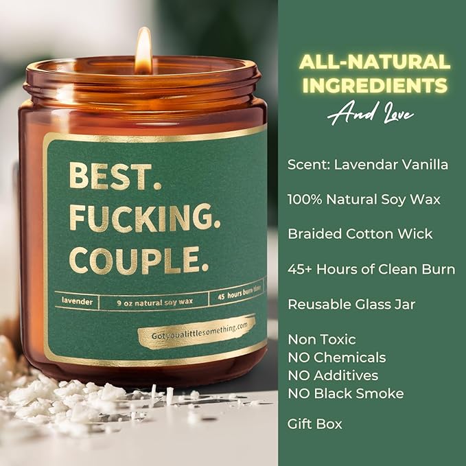 Funny Anniversary Candle for Couples - Funny Gift from Friends for Engagement or Anniversary - Best Couple Ever Thank You Present Idea for Him & Her, Fiance, Newly Engaged Candle for Couples
