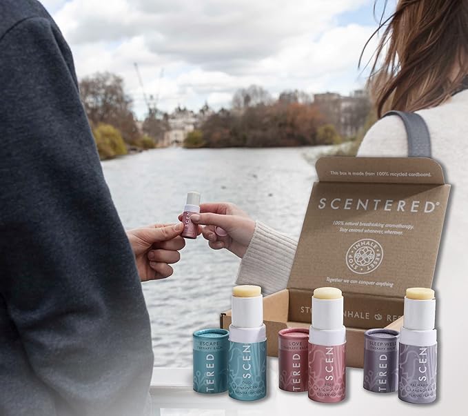 Scentered Aromatherapy Balm Gift Set - Be Kind to Yourself - Pack of 3 Balms: Sleep Well, Escape, Love - Lavender, Cedarwood, Ylang Ylang Essential Oils - Relaxing Gifts for Women