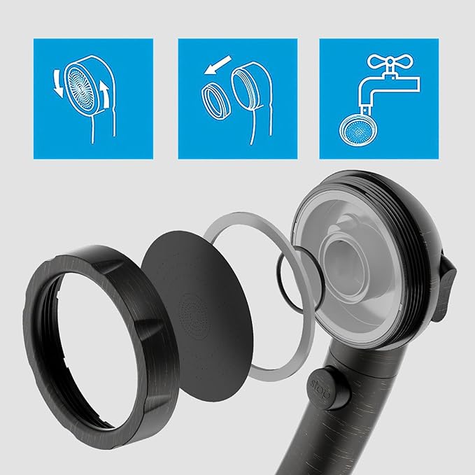 KAIYING Drill-Free High Pressure Handheld Shower Head with ON/OFF Pause Switch 3 Spray Modes Water Saving Showerhead, Detachable Puppy Shower Accessories (Oil-Rubbed Bronze)