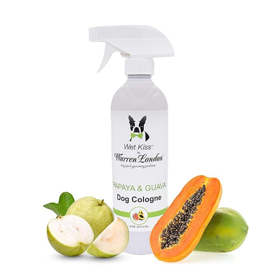 Warren London Wet Kiss Dog Cologne Spray – Papaya & Guava | Long-Lasting Odor Eliminator & Coat Freshener for Dogs & Cats | 16 oz